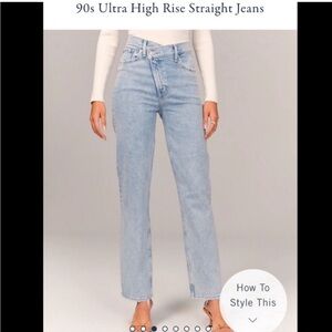 Abercrombie and Fitch Jeans asymmetrical 90s straight leg high rise Curve Love